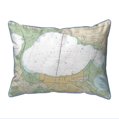 Betsy Drake Lake Pontchartrain and Majrepas, LA Nautical Map Large Corded Indoor/Outdoor Pillow 16x20 Main image