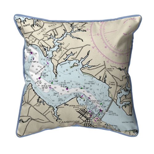 Betsy Drake Cambridge, MD Nautical Map Small Indoor/Outdoor Pillow 12x12 Main image