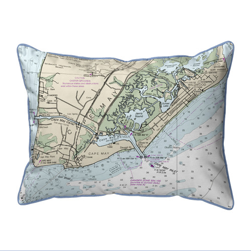 Betsy Drake Cape May, NJ Nautical Map Small Corded Indoor/Outdoor Pillow 11x14 Main image