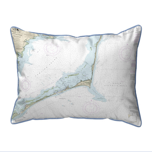 Betsy Drake Cape Hatteras, NC Nautical Map Large Corded Indoor/Outdoor Pillow 16x20 Main image