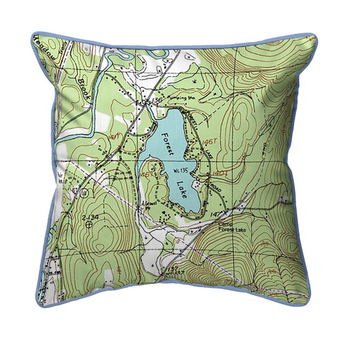 Betsy Drake Forest Lake, NH Nautical Map Extra Large Zippered Indoor/Outdoor Pillow 22x22 Main image