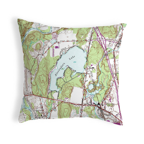 Betsy Drake Alexander's Lake, CT Nautical Map Noncorded Indoor/Outdoor Pillow 18x18 Main image