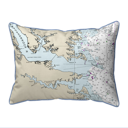 Betsy Drake Chesapeake Bay, VA Nautical Map Small Corded Indoor/Outdoor Pillow 11x14 Main image