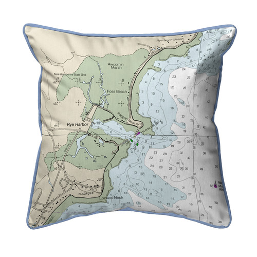 Betsy Drake Rye Harbor, NH Nautical Map Large Corded Indoor/Outdoor Pillow 18x18 Main image