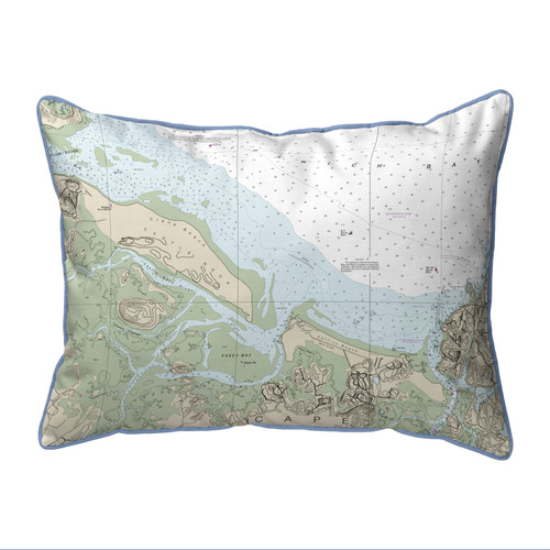 Betsy Drake Essex Bay and Essex River, MA Nautical Map Large Corded Indoor/Outdoor Pillow 16x20 Main image