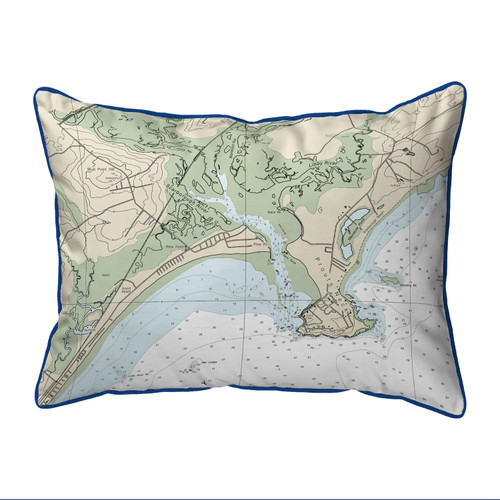 Betsy Drake Pine Point, ME Nautical Map Large Corded Indoor/Outdoor Pillow 16x20 Main image