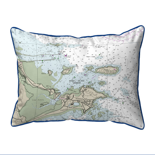 Betsy Drake Biddleford Pool, ME Nautical Map Large Corded Indoor/Outdoor Pillow 16x20 Main image