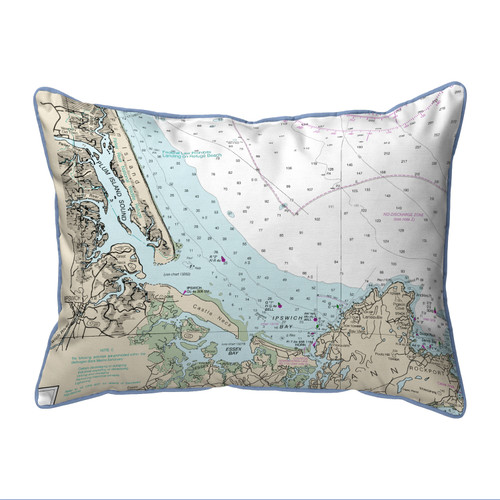Betsy Drake Plum Island Sound, MA Nautical Map Large Corded Indoor/Outdoor Pillow 16x20 Main image