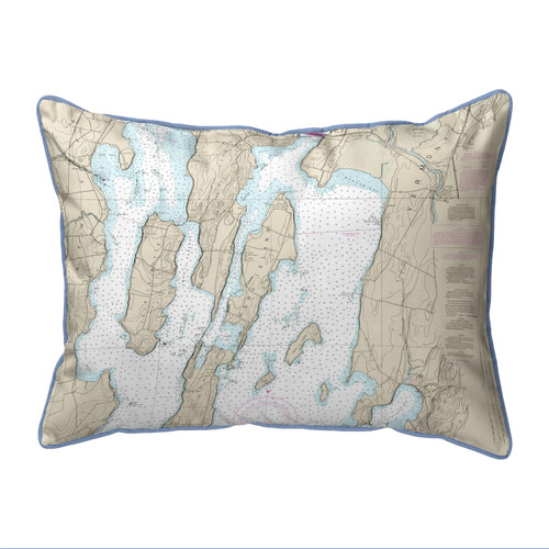 Betsy Drake North Hero Island #2, VT Nautical Map Small Corded Indoor/Outdoor Pillow 11x14 Main image