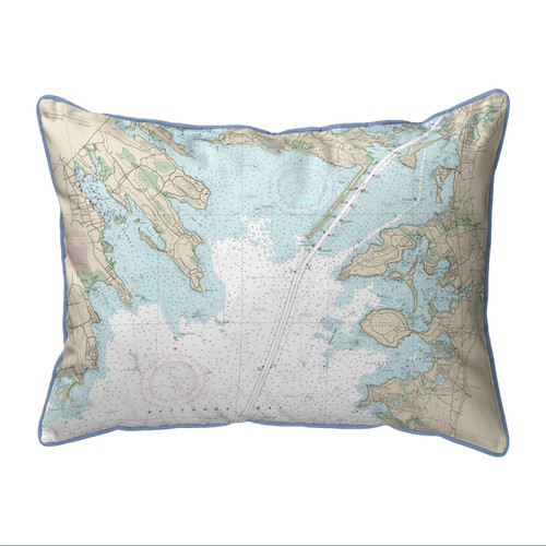 Betsy Drake Cape Cod, MA Nautical Map Large Corded Indoor/Outdoor Pillow 16x20 Main image