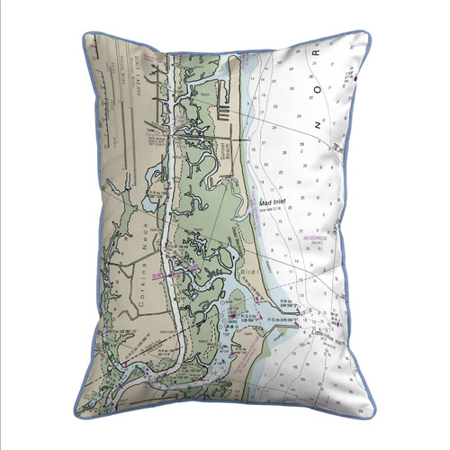 Betsy Drake Sunset Beach, NC Nautical Map Small Corded Indoor/Outdoor Pillow 11x14 Main image