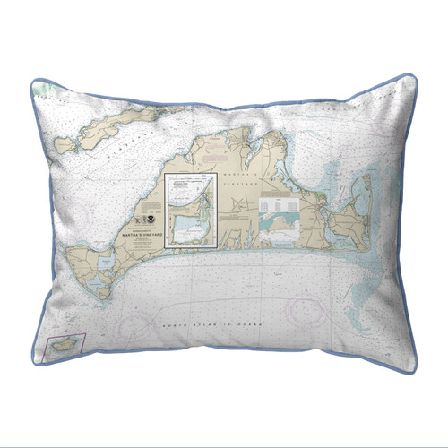 Betsy Drake Martha's Vineyard, MA Nautical Map Large Corded Indoor/Outdoor Pillow 16x20 Main image