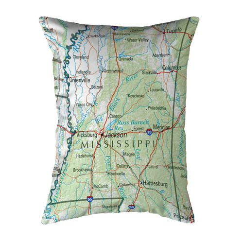 Betsy Drake Mississippi, MS Nautical Map Noncorded Indoor/Outdoor Pillow 16x20 Main image