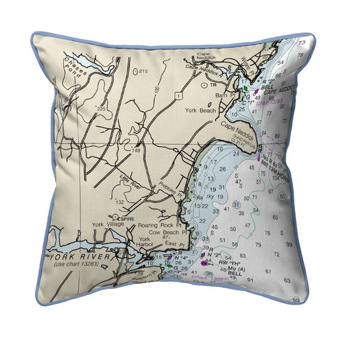 Betsy Drake Cape Neddick, ME Nautical Map Small Corded Indoor/Outdoor Pillow 12x12 Main image