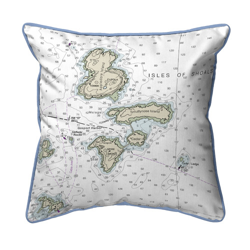 Betsy Drake Isle of Shoals, NH Nautical Map Small Corded Indoor/Outdoor Pillow 12x12 Main image