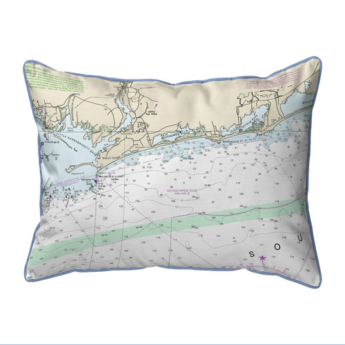 Betsy Drake Block Island Sound, RI Nautical Map Large Corded Indoor/Outdoor Pillow 16x20 Main image