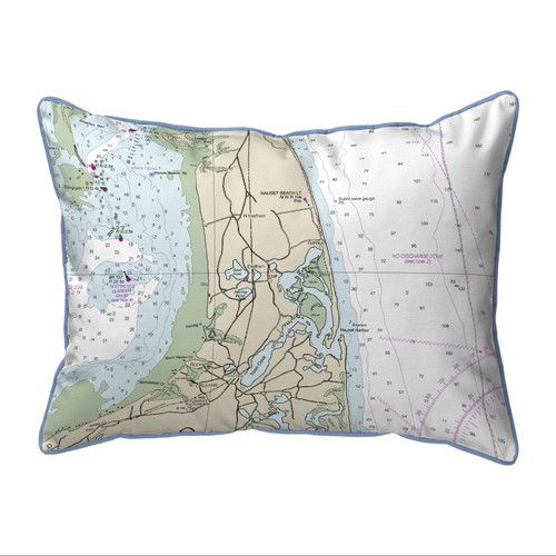 Betsy Drake Cape Cod - Nauset Beach, MA Nautical Map Small Corded Indoor/Outdoor Pillow 11x14 Main image