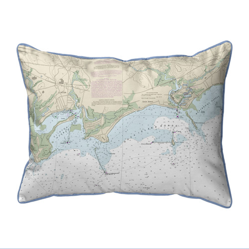 Betsy Drake Clinton Harbor to Westbrook Harbor, CT Nautical Map Large Corded Indoor/Outdoor Pillow 16x20 Main image