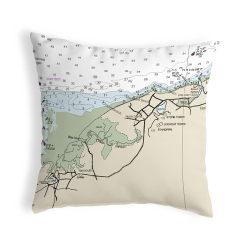 Betsy Drake Cape Cod - Dennis, MA Nautical Map Noncorded Indoor/Outdoor Pillow 18x18 Main image