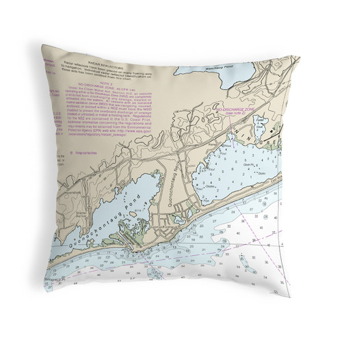 Betsy Drake Block Island Sound - Quonochontaug, RI Nautical Map Noncorded Indoor/Outdoor Pillow 18x18 Main image