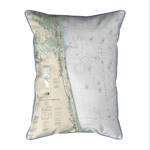 Betsy Drake Amelia Island to Saint Augustine, FL Nautical Map Small Corded Indoor/Outdoor Pillow 11x14 Main image