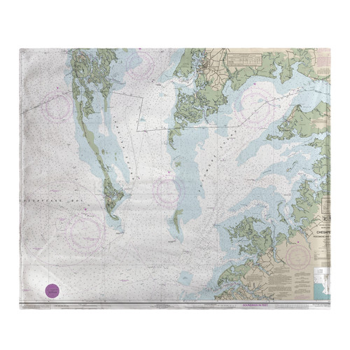 Betsy Drake Chesapeake Bay - Pocomoke and Tangier Sounds, VA Nautical Map Fleece Throw Main image