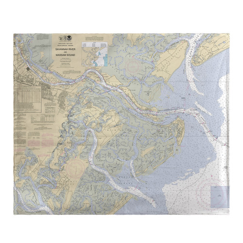 Betsy Drake Savannah River and Wassaw Sound, GA Nautical Map Fleece Throw Main image