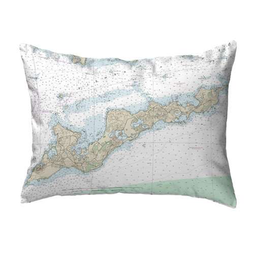 Betsy Drake Fishers Island, RI Nautical Map Noncorded Indoor/Outdoor Pillow 16x20 Main image