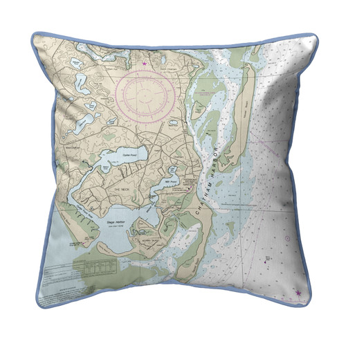 Betsy Drake Chatham Harbor, MA Nautical Map Small Corded Indoor/Outdoor Pillow 12x12 Main image