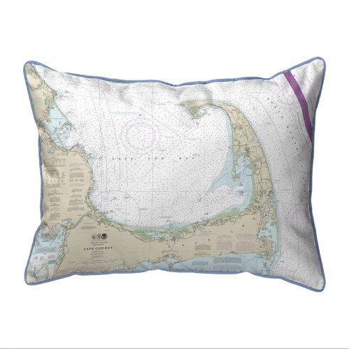 Betsy Drake Cape Cod Bay, MA Nautical Map Small Corded Indoor/Outdoor Pillow 11x14 Main image