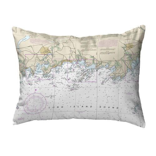 Betsy Drake Long Island Sound, NY Nautical Map Noncorded Indoor/Outdoor Pillow 16x20 Main image