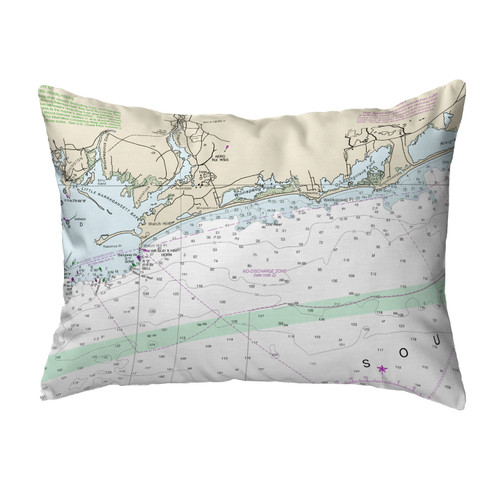 Betsy Drake Block Island Sound, RI Nautical Map Noncorded Indoor/Outdoor Pillow 16x20 Main image