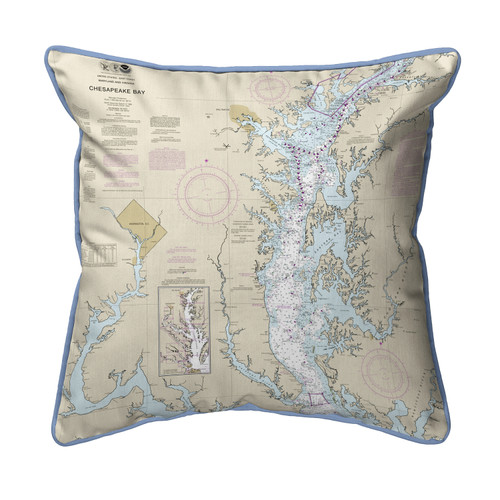 Betsy Drake Chesapeake Bay - Rock Hall, MD and VA Nautical Map Large Corded Indoor/Outdoor Pillow 18x18 Main image