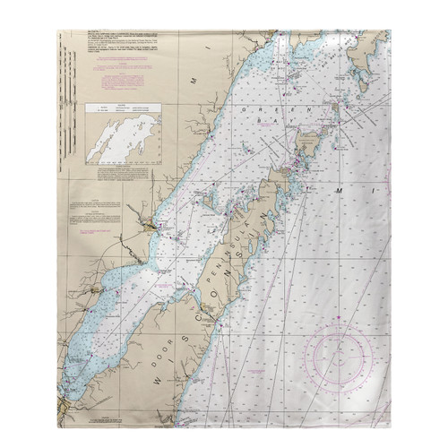 Betsy Drake Door County, Green Bay, WI Nautical Map Nautical Map Fleece Throw Main image