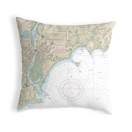 Betsy Drake North Long Island Sound, NY Nautical Map Noncorded Indoor/Outdoor Pillow 18x18 Main image