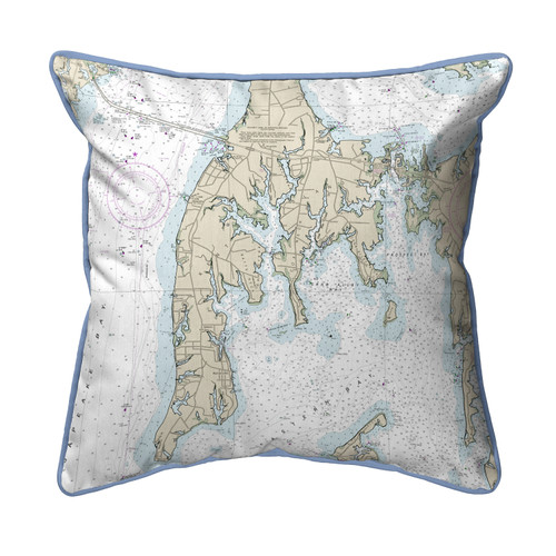 Betsy Drake Kent Island, MD Nautical Map Large Corded Indoor/Outdoor Pillow 18x18 Main image