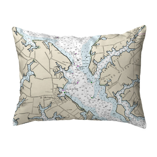 Betsy Drake Chesapeake Bay - Miles River, MD Nautical Map Noncorded Indoor/Outdoor Pillow 16x20 Main image