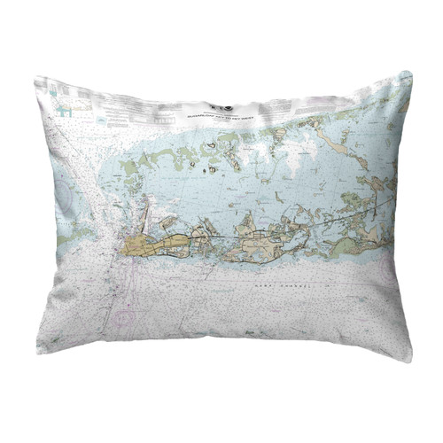 Betsy Drake Sugarloaf Key to Key West, FL Nautical Map Noncorded Indoor/Outdoor Pillow 16x20 Main image