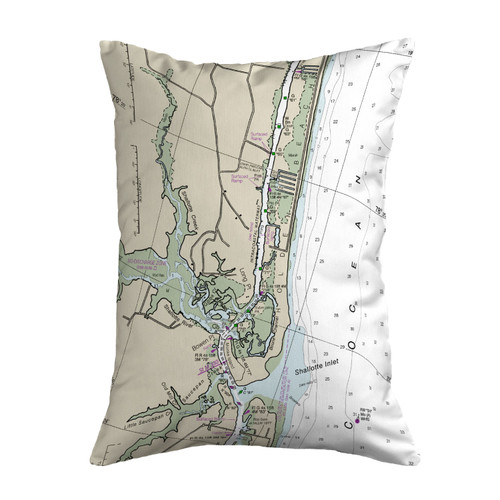 Betsy Drake Holden Beach, NC Nautical Map Noncorded Indoor/Outdoor Pillow 16x20 Main image