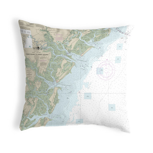 Betsy Drake Tybee Island to Doboy Sound, GA Nautical Map Noncorded Indoor/Outdoor Pillow 18x18 Main image