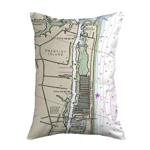 Betsy Drake Ocean Isle, NC Nautical Map Noncorded Indoor/Outdoor Pillow 16x20 Main image