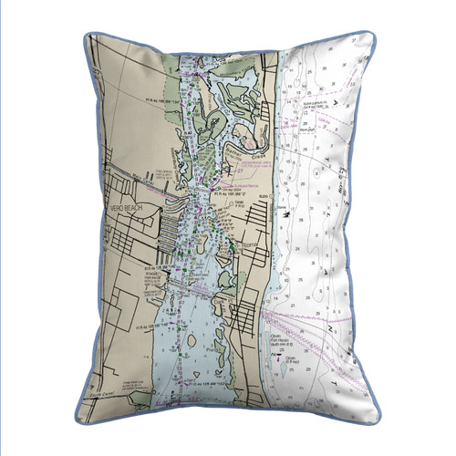 Betsy Drake Vero Beach, FL Nautical Map Large Corded Indoor/Outdoor Pillow 16x20 Main image
