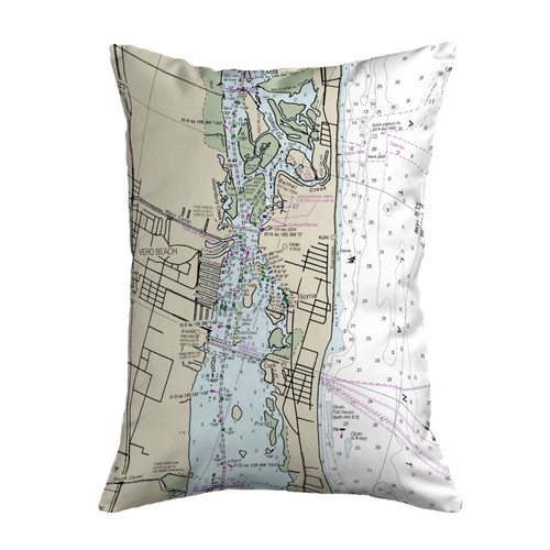 Betsy Drake Vero Beach, FL Nautical Map Noncorded Indoor/Outdoor Pillow 16x20 Main image