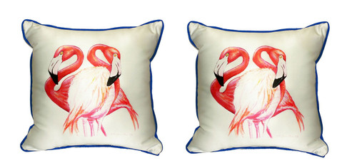 Pair of Betsy Drake Two Flamingos Small Pillows 12 Inch X 12 Inch Main image