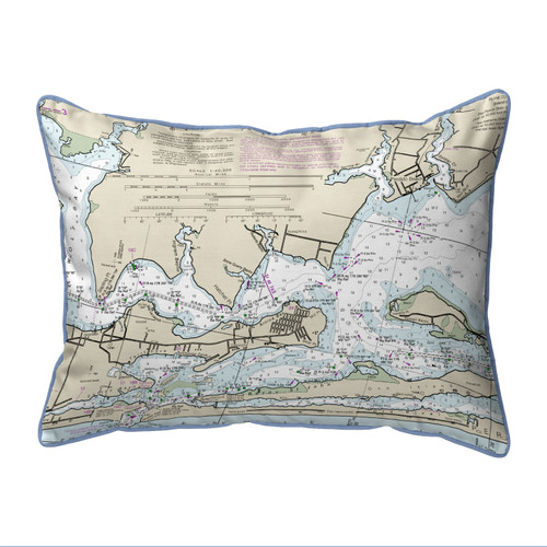 Betsy Drake Orange Beach, AL Nautical Map Small Corded Indoor/Outdoor Pillow 11x14 Main image