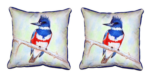 Pair of Betsy Drake Kingfisher Small Pillows 12 Inch X 12 Inch Main image