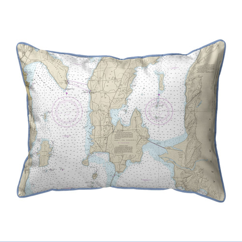 Betsy Drake South Hero Island, VT Nautical Map Extra Large Zippered Indoor/Outdoor Pillow 20x24 Main image