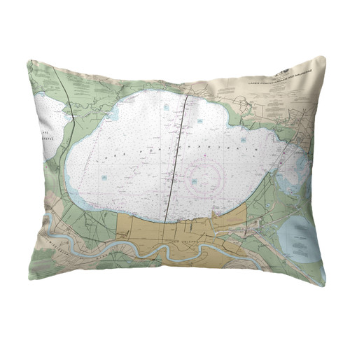 Betsy Drake Lake Pontchartrain and Majrepas, LA Nautical Map Noncorded Indoor/Outdoor Pillow 16x20 Main image