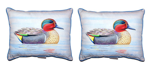 Pair of Betsy Drake Green Wing Teal Small Pillows 11X 14 Main image