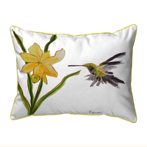 Betsy Drake Yellow Hummingbird Small Indoor/Outdoor Pillow 11x14 Main image